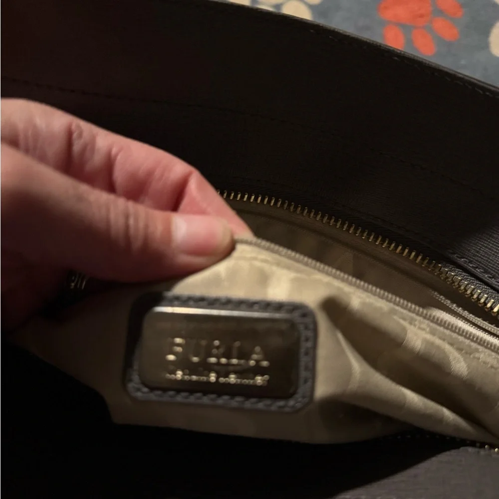 Furla grey Leather tote Bag
